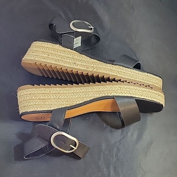 BRAND NEW A.N.A NEW APPROACH ADJUSTABLE BUCKLE ANKLE ONE BAND WEDGE SAND… - Picture 8 of 15